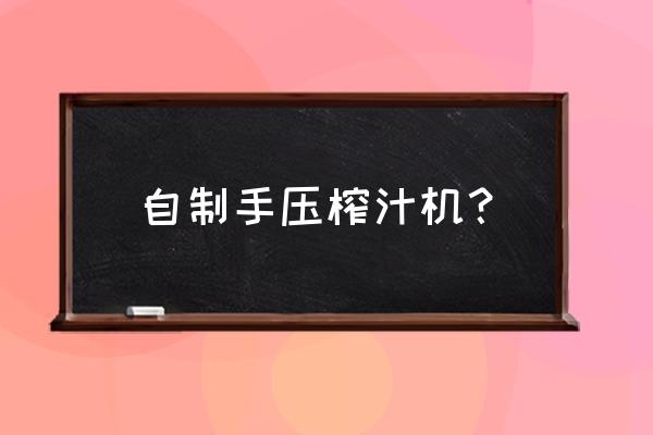 手压榨汁机 自制手压榨汁机？