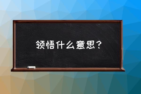 领悟的意思解释 领悟什么意思？