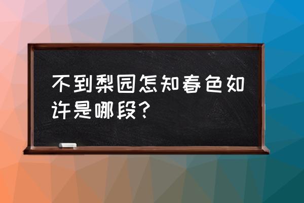 怎知春深如许 不到梨园怎知春色如许是哪段？