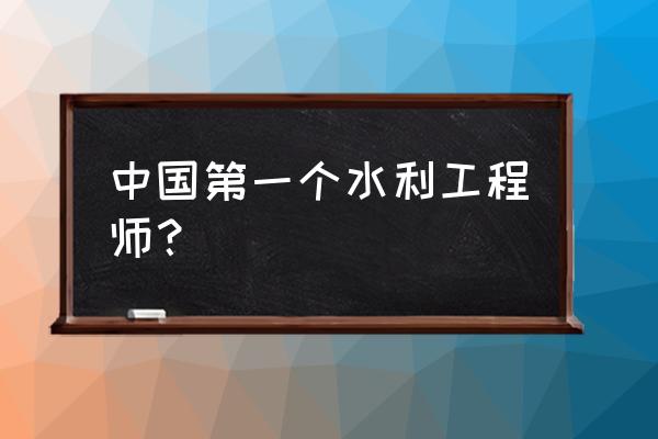 著名水利工程师 中国第一个水利工程师？