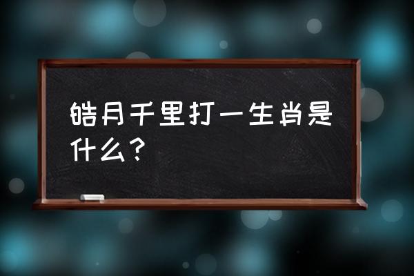 皓月千里形容人 皓月千里打一生肖是什么？