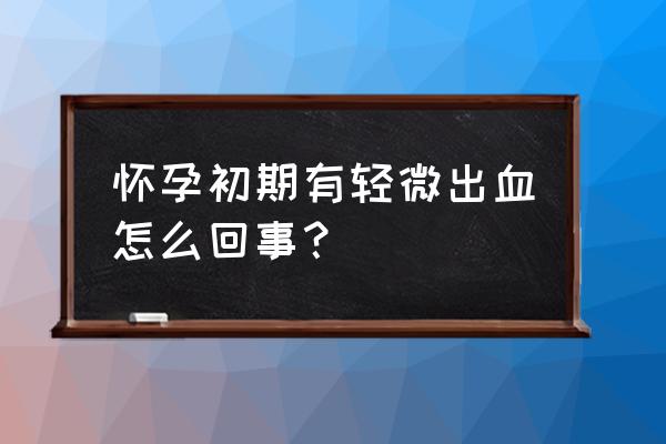 孕早期轻微出血的原因 怀孕初期有轻微出血怎么回事？