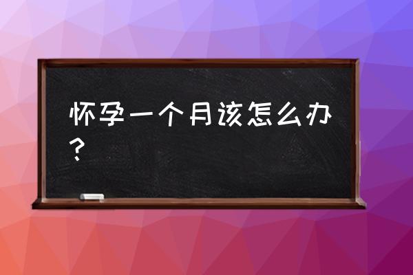 意外怀孕一个月的解决方法 怀孕一个月该怎么办？