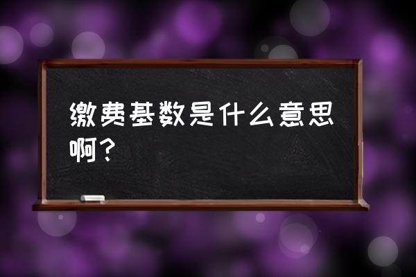 缴费基数是什么东西 缴费基数是什么意思啊？