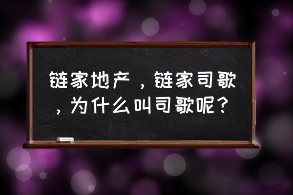 上海链家司歌 链家地产，链家司歌，为什么叫司歌呢？