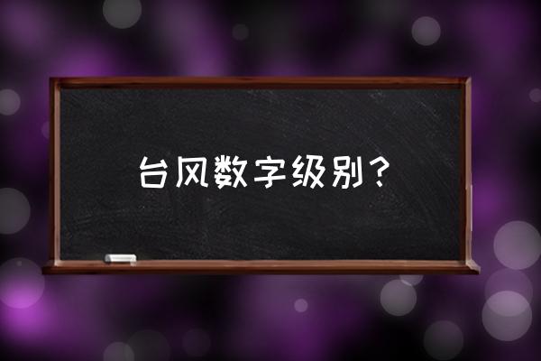 中国气象台台风 台风数字级别？