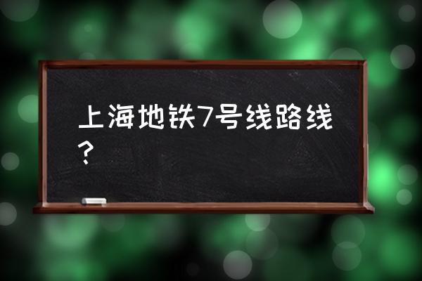 上海7号线路线 上海地铁7号线路线？