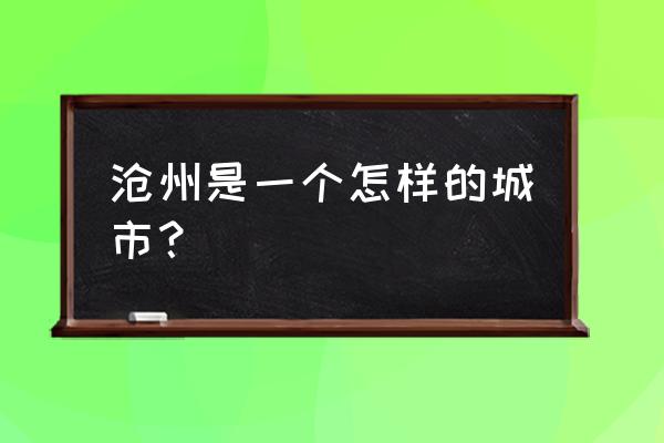 沧州世纪家园 沧州是一个怎样的城市？