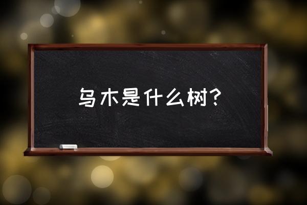 乌木是什么木材 乌木是什么树？