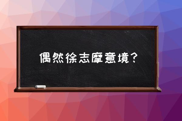 徐志摩偶然里的象征意义 偶然徐志摩意境？