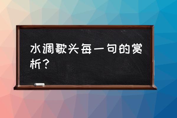 《水调歌头》每一句赏析 水调歌头每一句的赏析？