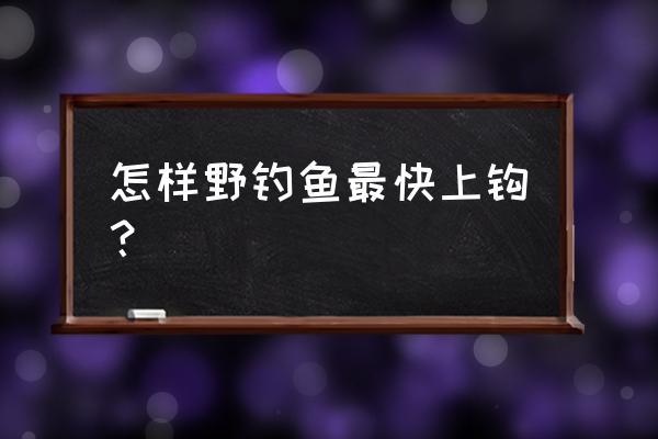 怎样钓鱼容易上钓法 怎样野钓鱼最快上钩？