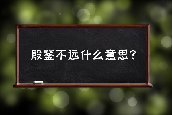 殷鉴不远来者可追 殷鉴不远什么意思？