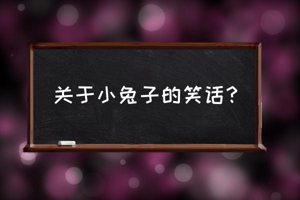 小白吐了冷笑话小白兔 关于小兔子的笑话？