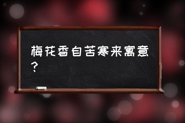 梅花香自苦寒来蕴含的哲理 梅花香自苦寒来寓意？