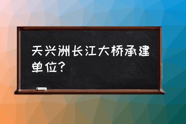 天兴洲长江大桥施工单位 天兴洲长江大桥承建单位？