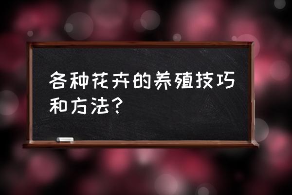 常见花卉栽培技术 各种花卉的养殖技巧和方法？