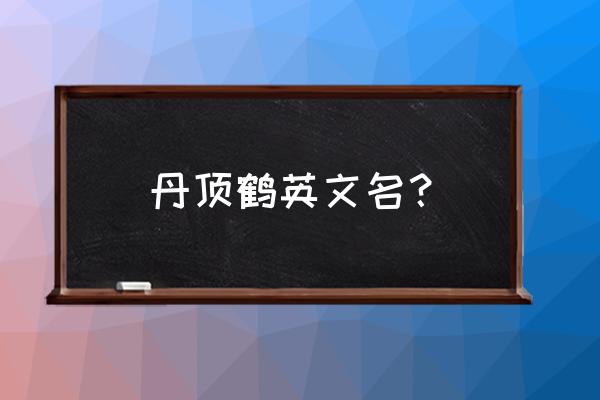 丹顶鹤英文怎么写 丹顶鹤英文名？