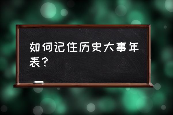 高一历史必修一大事年表 如何记住历史大事年表？