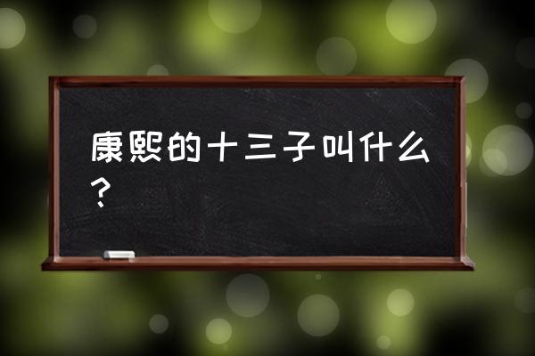 康熙13子叫 康熙的十三子叫什么？