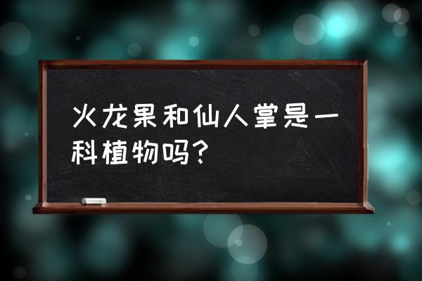 火龙果和仙人掌的关系 火龙果和仙人掌是一科植物吗？