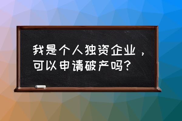 个人独资企业法第十八条 我是个人独资企业，可以申请破产吗？