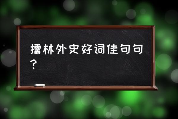 儒林外史全书好词好句 儒林外史好词佳句句？