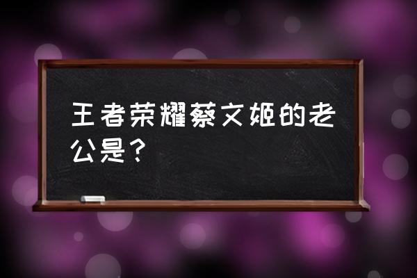 王者荣耀蔡文姬跟谁 王者荣耀蔡文姬的老公是？