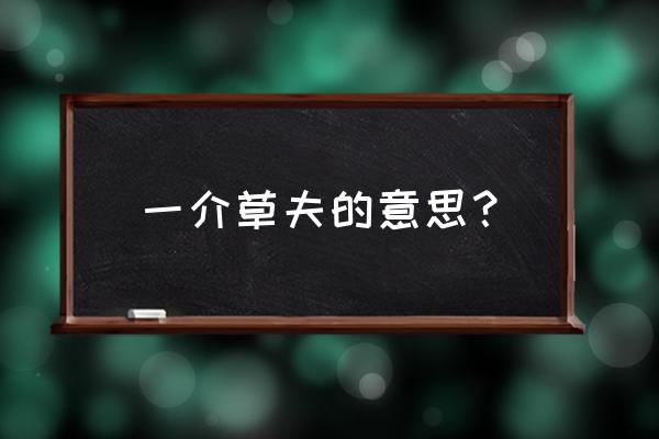 一介匹夫妇 一介草夫的意思？