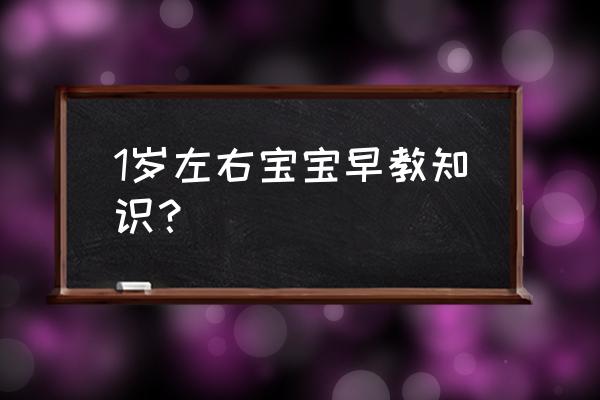 一周岁宝宝早教 1岁左右宝宝早教知识？