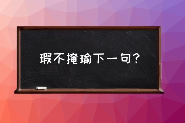 瑕不掩瑜后面一句 瑕不掩瑜下一句？