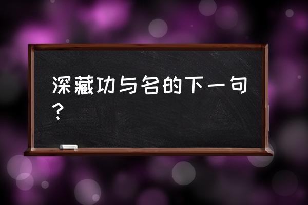 深藏功与名下一句 深藏功与名的下一句？