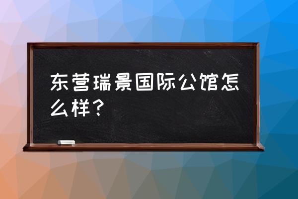 东营瑞景国际 东营瑞景国际公馆怎么样？