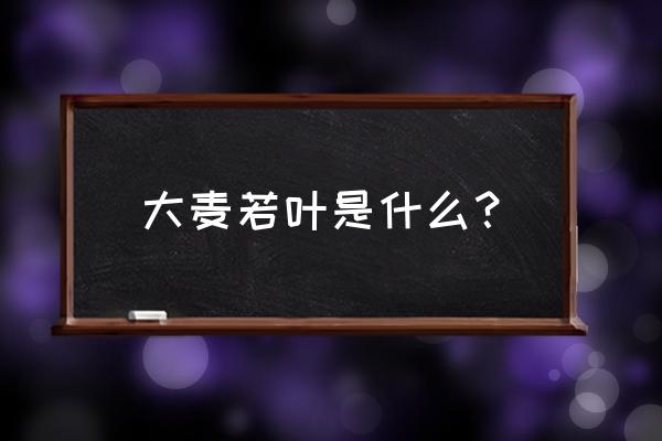 大麦若叶有什么作用 大麦若叶是什么？