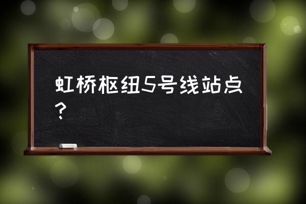 虹桥枢纽5路路线 虹桥枢纽5号线站点？