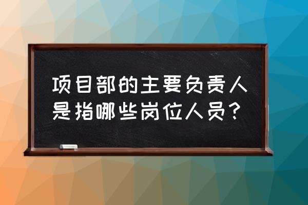 项目负责人是谁 项目部的主要负责人是指哪些岗位人员？