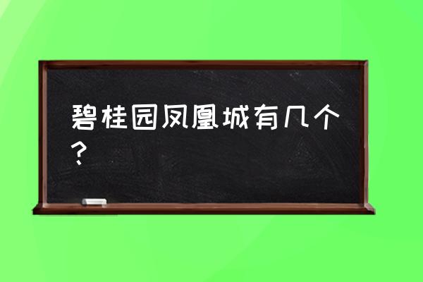 六安碧桂园凤凰城 碧桂园凤凰城有几个？