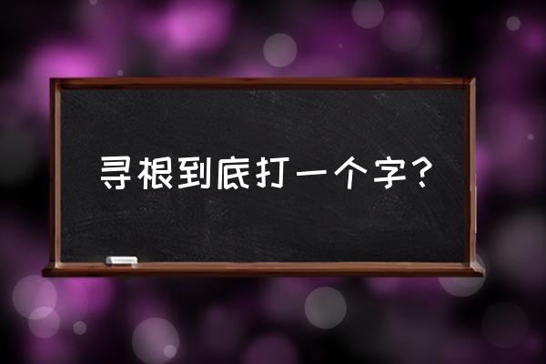 寻根问底用一个字代表 寻根到底打一个字？