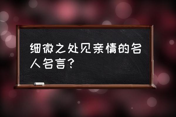 关于亲情的名言摘抄 细微之处见亲情的名人名言？