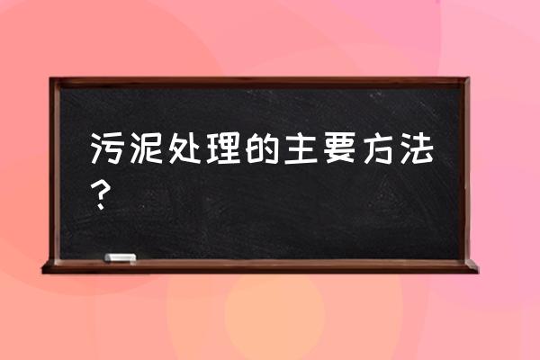 污泥处理处置常见工艺 污泥处理的主要方法？