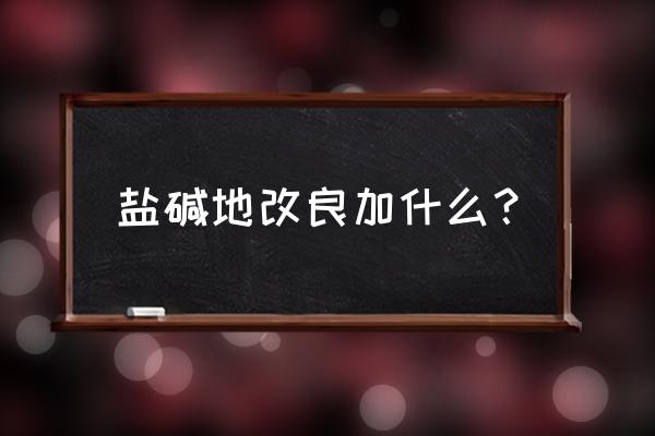 盐碱地改良加什么 盐碱地改良加什么？