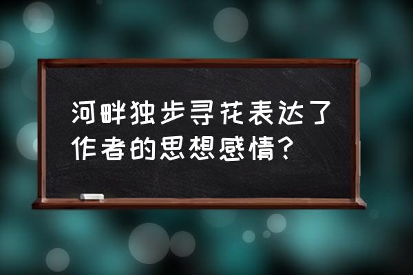 留连戏蝶时时舞表达了诗人 河畔独步寻花表达了作者的思想感情？