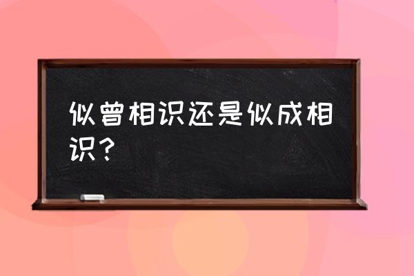 似曾相识啥意思 似曾相识还是似成相识？