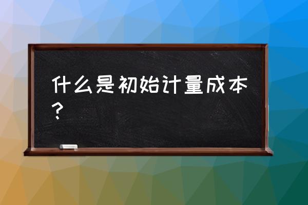 什么叫初始投资成本 什么是初始计量成本？