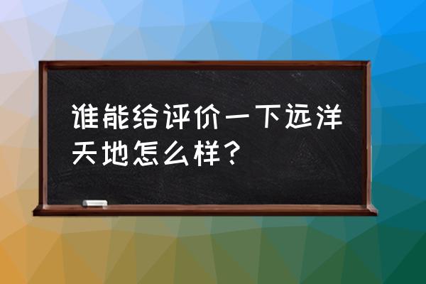 远洋天地怎么样 谁能给评价一下远洋天地怎么样？