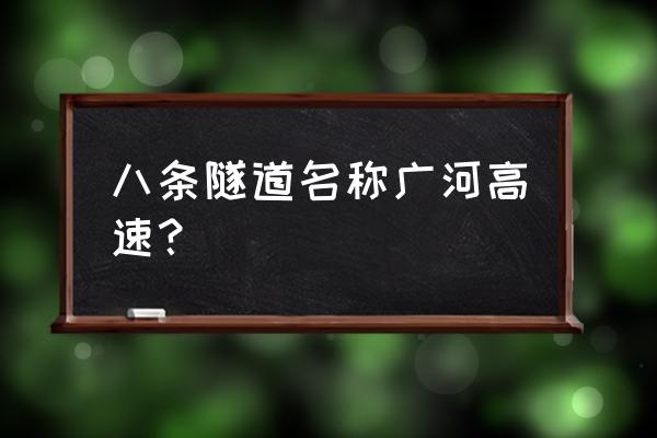 广河高速全部路线 八条隧道名称广河高速？