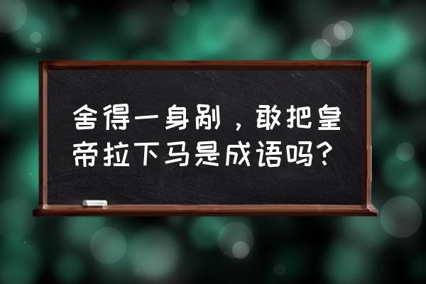 舍得一身剐比喻什么 舍得一身剐，敢把皇帝拉下马是成语吗？