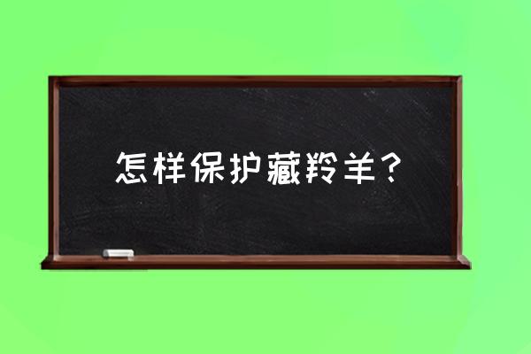 保护藏羚羊组织 怎样保护藏羚羊？