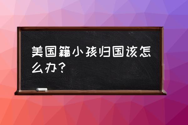 美国孙子回中国 美国籍小孩归国该怎么办？