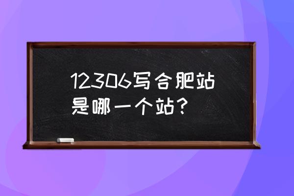 巢湖站和巢湖东站 12306写合肥站是哪一个站？